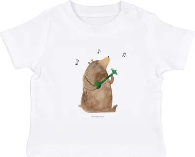 Produktbild von Mr. & Mrs. Panda  T-Shirt Bär Lied 0. - 6. Monat - Weiß - Geschenk, Kinder, Babyshirt, Organic Baby, Valentinstag, Herz, Teddy, Shirt, Song, Partner, Oberteil