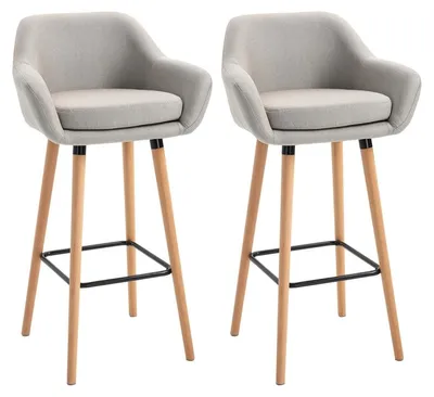 Image de Tabouret de bar avec accoudoirs | Couleur : Beige | Dimensions : 48 x 55 x 100 cm