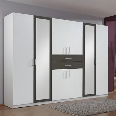Produktbild von Kleiderschrank 270cm in weiß und graphit DUNMORE-43