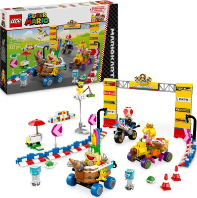 Zdjęcie produktu dla LEGO Super Mario: Mario Kart — Zestaw Baby Peach i Grand Prix, Zabawka dla Dziecka do Zbudowania z 4 Postaciami Nintendo i 4 Pojazdami, Pomysł na Prezent dla 8-latka, Chłopca i Dziewczynki, 72036