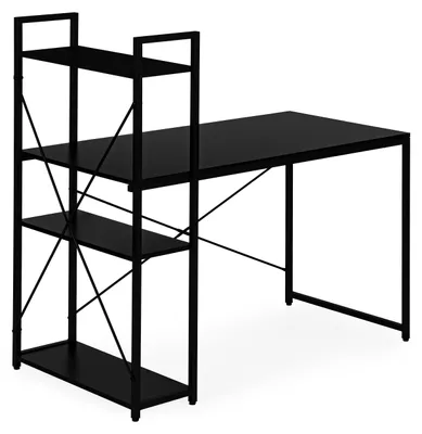 Produktbild von Schulcomputerarbeitsplatz, 120x60 cm, mit Regal mit 3 Ablagen, schwarz, ModernHome