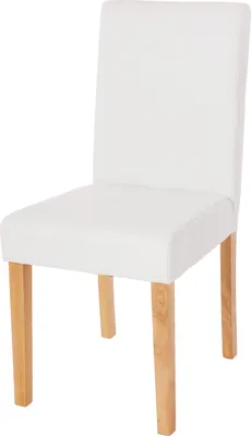 Produktbild von Esszimmerstuhl klassisch und zeitlos | HxBxT 90x43x56cm | Sitzhöhe 45cm | Kunstleder | helle Beine | Weiß matt | Küchenstuhl Stuhl