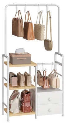 Hängender Organizer 3 Ablagen 2 Schubladen 7 Haken Handtaschen