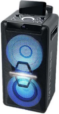 Zdjęcie produktu dla System PA Muse DJ z akumulatorem, 300 W, z CD, Bluetooth i efektami świetlnymi (USB, AUX, mikrofon, pilot), czarny