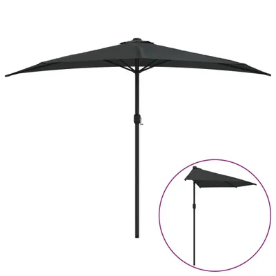 Produktbild von vidaXL Balkon-Sonnenschirm Alu-Mast Schwarz 300x155x223cm Halbrund