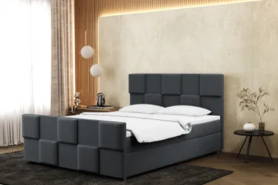 Produktbild von Kaiser Möbel Boxspringbett 140x200 cm mit bettkasten matratze und topper ZEPHYR Graphit