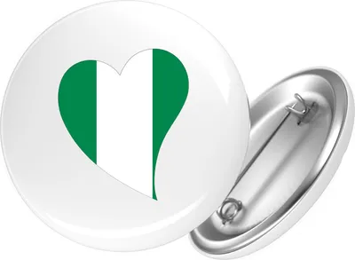 Produktbild von Huuraa Button Nigeria Flagge Herz 25mm rund mit Sicherheitsnadel Ansteckbutton Geschenkidee