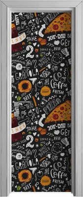 Produktbild von Tür Selbstklebende 70x210 cm Türfolie Türtapete Klebefolie - Fast food Muster