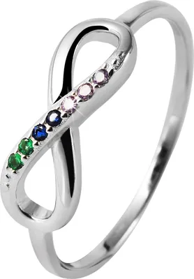 Produktbild von 925/- Echt Silber Ring "Kitam", Infinity, mehrfarbiger Zirkoniabesatz, 925/rhodiniert