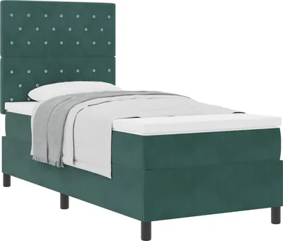Immagine prodotto di vidaXL Letto a molle con materasso verde scuro 90 x 200 cm in tessuto