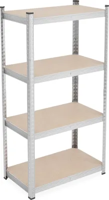 Zdjęcie produktu dla Regał o dużej nośności Relaxdays, wys. x szer. x gł.: 138 x 70 x 40 cm, nośność 200 kg, stal ocynkowana, regał magazynowy do piwnicy, garażu, do montażu na zatrzaski, kolor srebrny