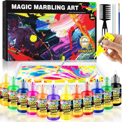 Productafbeelding van Marmeren waterverfset, kunst en handwerk voor kinderen, verjaardagscadeaus voor meisjes en jongens vanaf 3 jaar