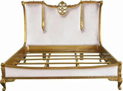 Produktbild von Casa Padrino Luxus Barock Doppelbett Weiß / Gold - Barockstil Schlafzimmer Möbel