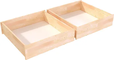 Produktbild von Set von schublade unter bett aus massiver Kiefer - Roh (ohne Lack)