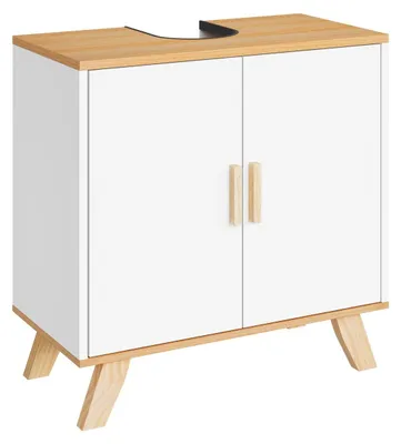 Image de Meuble sous lavabo - Armoire salle de bain - 60 x 30 x 60 cm - Blanc