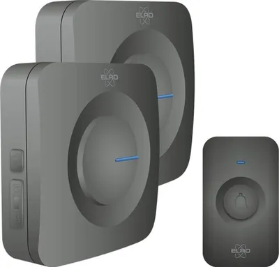 Produktbild von ELRO DB3000 Funk Türklingel Set 2X Tragbare Empfänger mit Batterie - Wasserdicht, 300m Reichweite, 64 Melodien - Schwarz