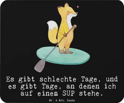 Produktbild von Mr. & Mrs. Panda Mousepad Fuchs Stand Up Paddling - Schwarz - Geschenk, pc mausunterlage, Paddle Boarding, Mauspad, SUB, computer, Mouse Pad, Subben, mousematte