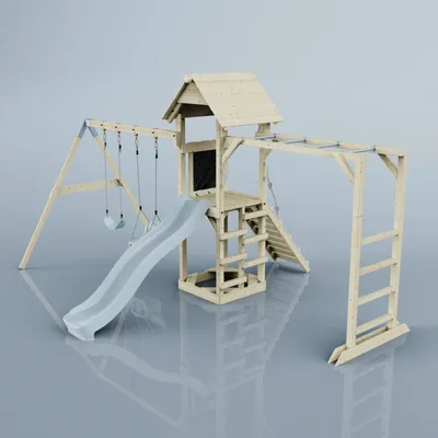 Produktbild von OutdoorToys Spielturm Örebro aus Holz in Blau Babyschaukel