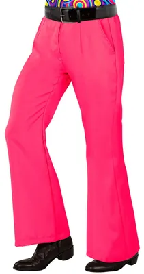 Imagen del producto de W WIDMANN MILANO - Moda para fiestas - Pantalón de los años 70 para hombre, estilo hippie, reggae, flower power, discoteca, música pop – Talla XXL, color rosa