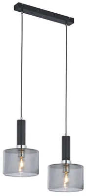 Produktbild von Hängelampe VANES, schwarz, rauchglas, 2xE27, 40W, Metall, Maße: 80x52x20cm, IP20, Jupiter