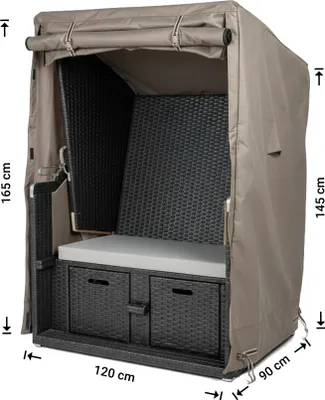 Produktbild von Raffles Covers Raffles Covers Strandkorbhülle | Atmungsaktiv | Wasserdicht | UV-beständig | Doppelnähte | Elastischer Kordelzug - Farbe: Taupe, Masse: 120 x 90
