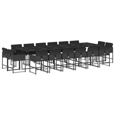 Obrázok produktu pre vidaXL 17-dielny záhradný jedálenský set s vankúšmi Black Poly Rattan