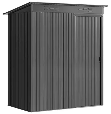 Obrázok produktu pre Kovová búda, 1,37 m², s posuvnými dverami | Farba: tmavošedá | Rozmery: 106 x 159 x 181 cm