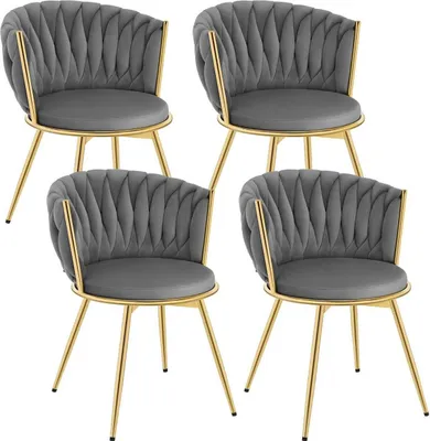 Produktbild von WOLTU Esszimmerstühle, Metallrahmen, ergonomisch, 360° drehbar, Samtsitz : Dunkelgrau 4 Farbe: Dunkelgrau Stückzahl: 4