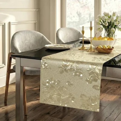 Image de Nappe rectangulaire dorée pour tables de 180 cm