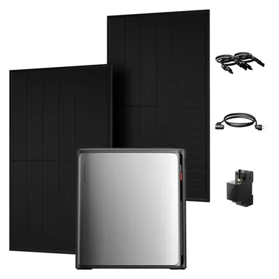 Produktbild von Powerness Balkonkraftwerk mit Speicher, EcoFlow STREAM Ultra X 3,84 kWh Speicher mit 2x 500W Bifazial Glas-Glas Modulen & EcoFlow Smart Meter 0% VAT