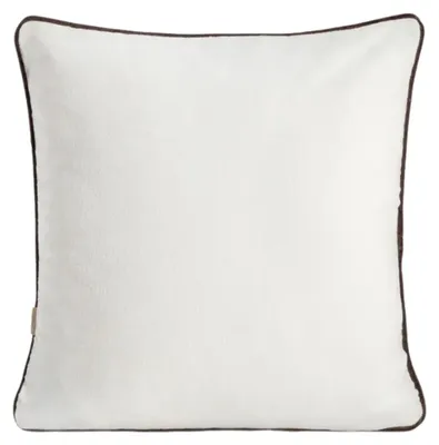 Zdjęcie produktu dla HOMLA Poszewka FINA z bawełnianego aksamitu biała z brązową lamówką 45x45 cm
