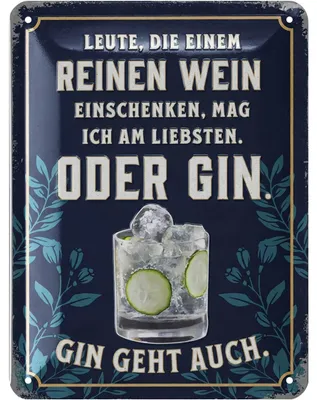 Produktbild von LANOLU Blechschild retro Bar Deko, Bar Schild GIN, Cocktail Schild, Metallschild vintage Dekoration für Partyraum, Irish Pub, Küche 15x20cm