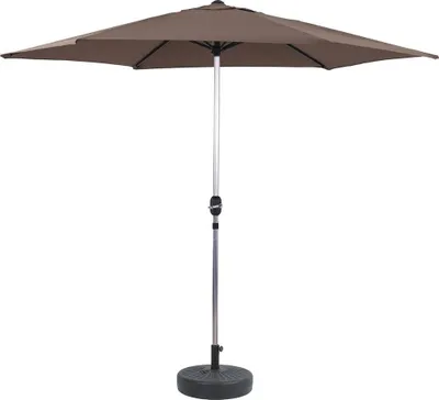 Image de Parasol jardin droit Alu "Sol" - Rond - Ø 3m - Gris - Avec pied à lester