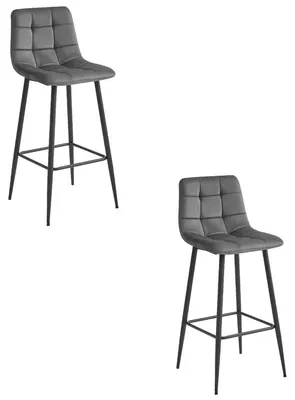 Productafbeelding van Set van 2 barstoelen Arceto in donkergrijs fluweel en metaal