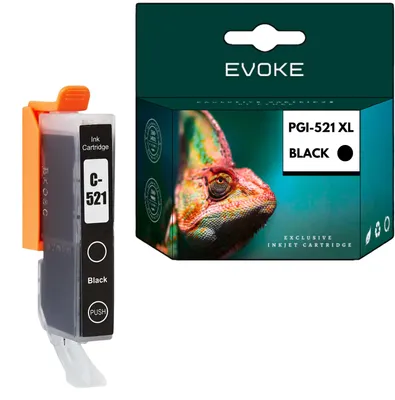 Immagine prodotto di Cartucce compatibili Evoke per stampanti Canon CLI-521BK CLI521BK, nero fotografico, capacità 10,5 ml, resa di 1400 pagine, compatibili con i modelli PIXMA iP3600, iP4600, iP4700, MP540, MP550, MP560, MP620, MP640