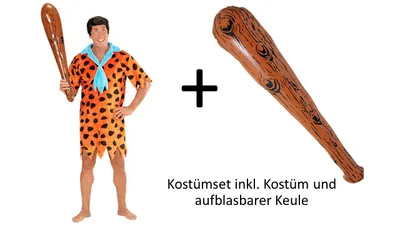 Produktbild von Kostüm Steinzeitmann - Steinzeit Mann - Neandertaler inkl. aufblasbarer Keule M - 38/40