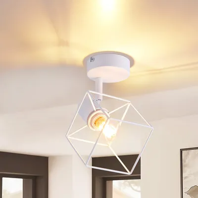 Image de ZMH Plafonnier E14 Spots de plafond Plafonnier blanc 350° orientable Moderne Spots Lampe de chambre à coucher Lampe de cuisine pour couloir Bureau Sans ampoules