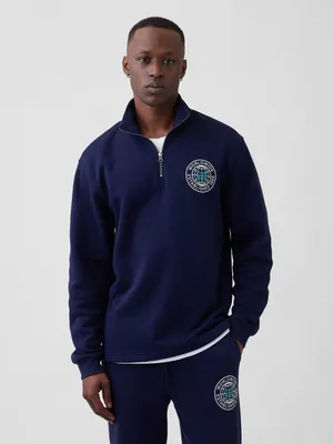 Produktbild von GAP Herren Sweatshirt mit Logo, Reißverschluss, Fleece, Dunkelblau, lockere Passform, Größe M