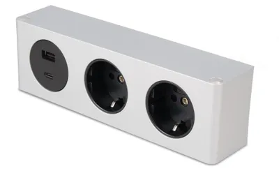 Image de kalb | Multiprise à 3 prises, 2 prises 230 V et port USB A/C, couleur argent