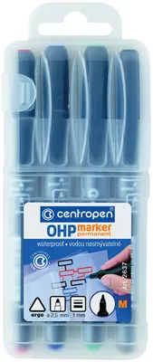Zdjęcie produktu dla Centropen marker 2637 1mm alkoholová báze černá, červená, modrá, zelená