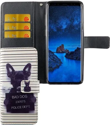 Produktbild von Handyhülle Tasche für Handy Samsung Galaxy S9+ Plus Böser Hund Weiß