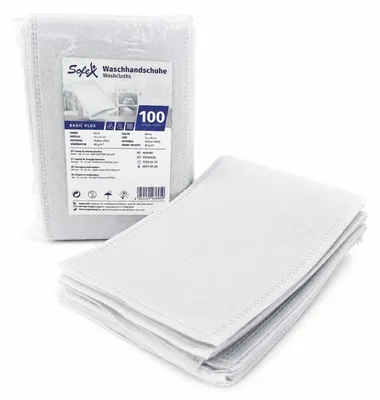 Image de Gant de toilette jetable - Non-tissé - 100 pièces - Blanc - Universel