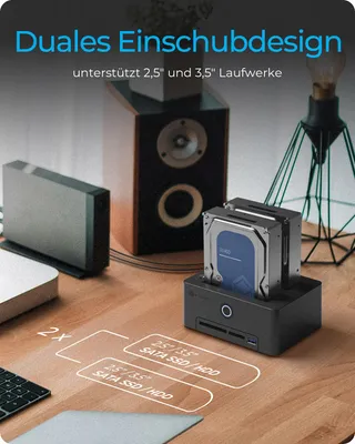 Zdjęcie produktu dla ICY BOX IB-1233CL-CR, HDD, SSD, SATA, 2.5,3.5", USB 3.2 Gen 1 (3.1 Gen 1) Type-A, Czarny, 5 Gbit/s