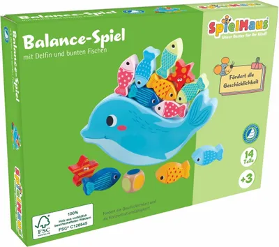 Produktbild von Holz Balance Spiel Delfin 14-teiliges Geschicklichkeitsspiel