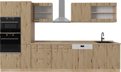 Produktbild von Küchenzeile Vicco R-Line Artisan-Eiche/Goldkraft Eiche 350 cm mit Hochschrank, AP Eiche, Model 49352