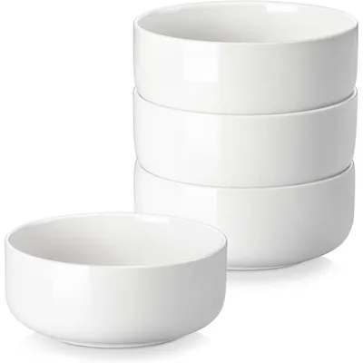 Zdjęcie produktu dla Zestaw 4 misek do musli, 640 ml, porcelana, biały, 14,7 x 6 cm