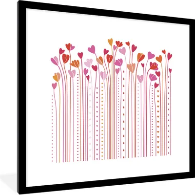 Produktbild von MuchoWow® Gerahmtes Poster Eine Illustration der wachsenden Herzen 40x40 cm - Poster mit Schwarzem Bilderrahmen Wandposter Rahmen Foto Bilder - Poster - Plakat im Rahmen