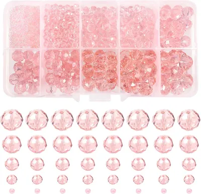 Produktbild von Kristallglasperlen rosa, 2-10 mm, 1000 Stück, für Schmuckherstellung