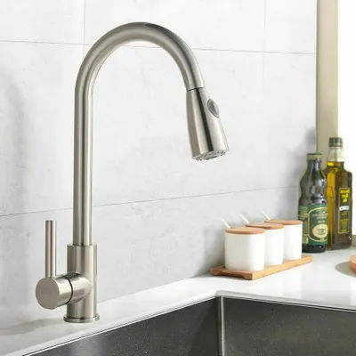 Produktbild von Einhandmischer Küchenarmatur ausziehbar brause 360° Küche Wasserhahn Edelstahl