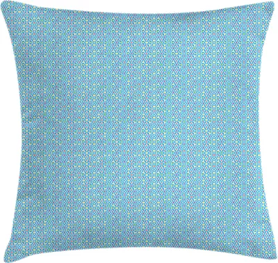 Produktbild von ABAKUHAUS Orient Kissenbezug, Kontinuierliche Folkloric Muster mit bunten Eastern Sternen wirbelnde Linien, 40 x 40 cm, Himmelblau und Mehrfarbig